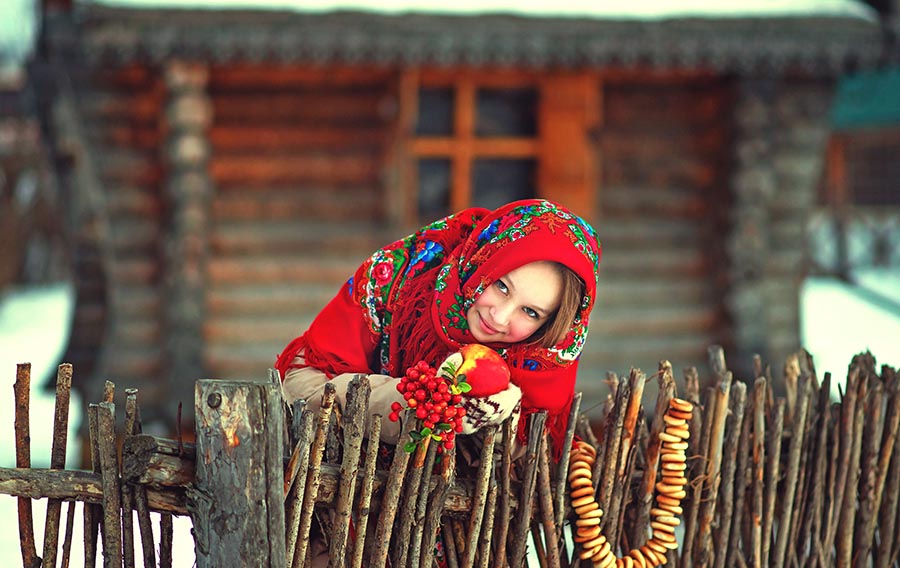 Sexy girl Women in Slavic costumes in Kerbela