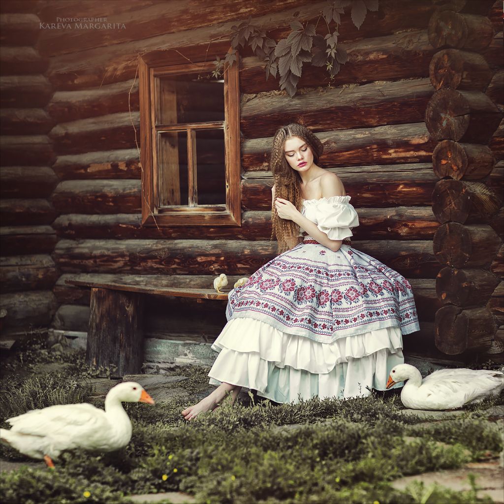 Women in Slavic costumes in Kerbela
